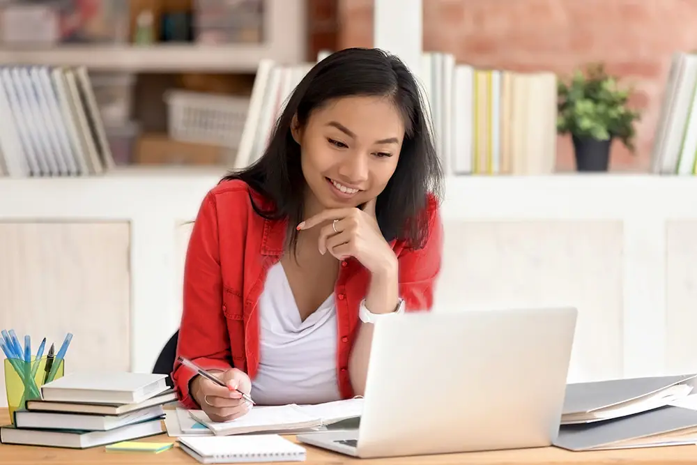 A woman working at a desk