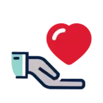 An icon of a hand holding a heart