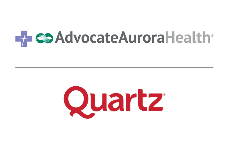 Los logotipos de Advocate Aurora Health y Quartz juntos