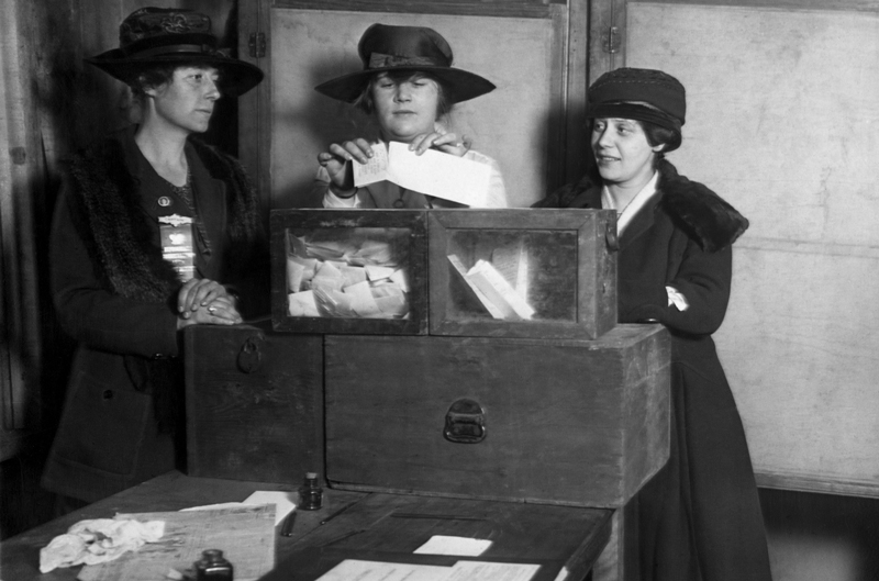 Women who fought for their voting rights casting their ballots