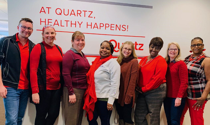 Quartz employees wear red for women's heart health