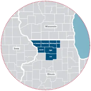 Mapa de los condados de Illinois en 2021