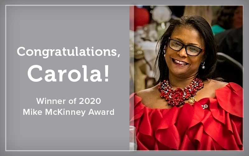 Carola, winner of 2020 Mike McKinney Award