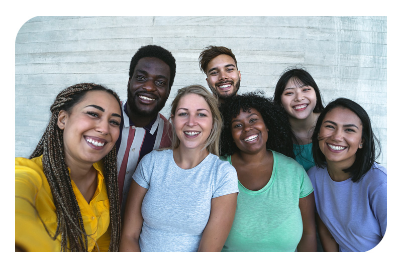 Group of diverse people smiling for the camera