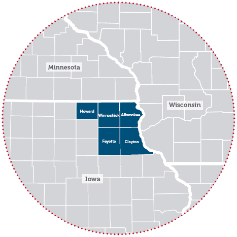 Mapa del plan de servicios de los condados de Iowa