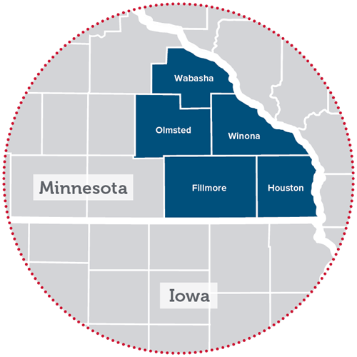 Minnesota counties service map