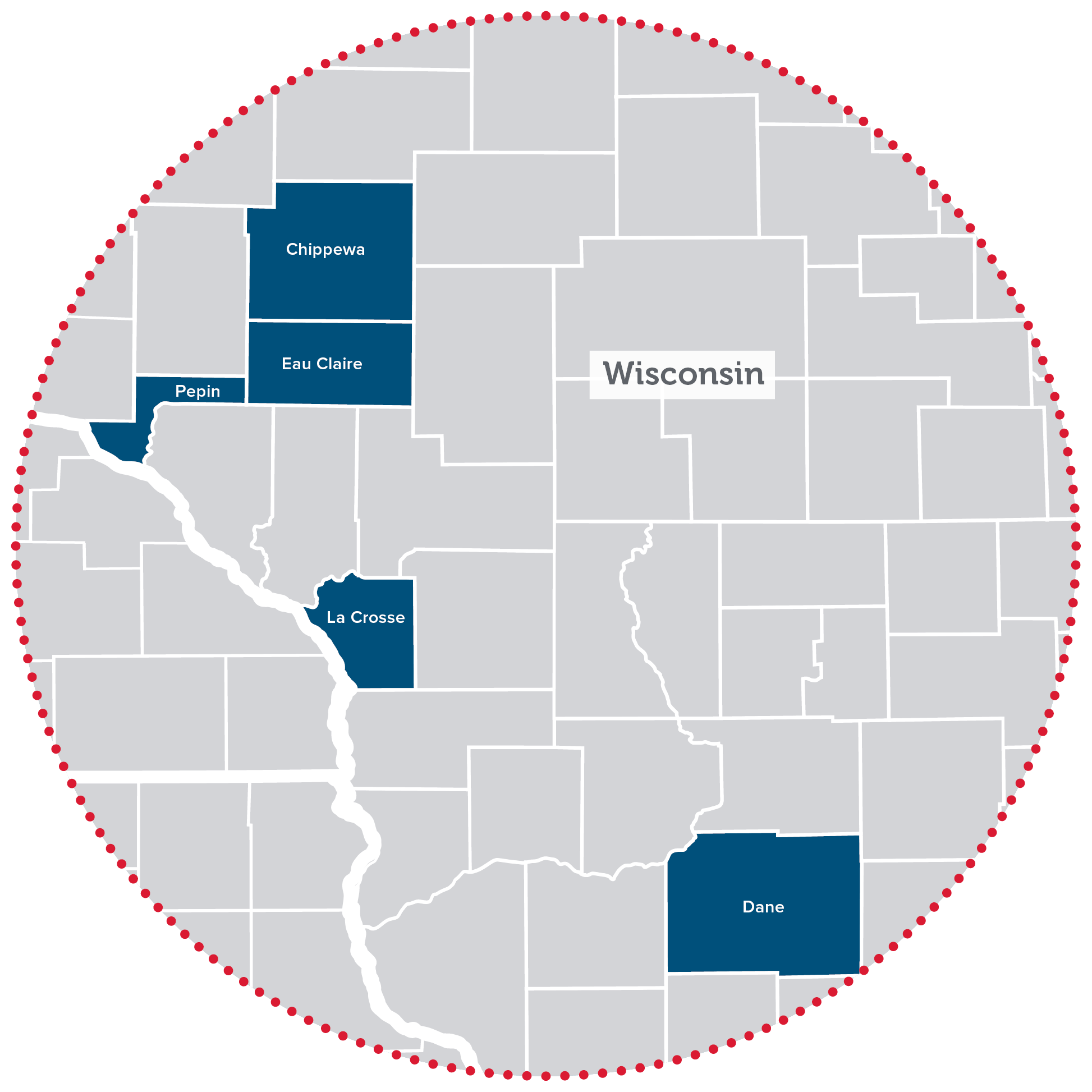 Map of Quartz One in Wisconsin Counties