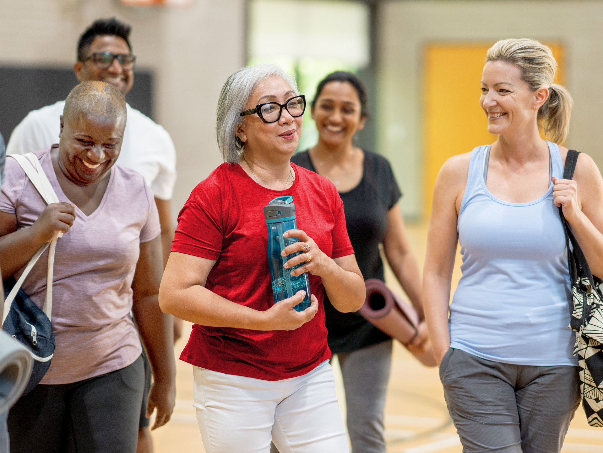 A group of seniors leaving a workout session