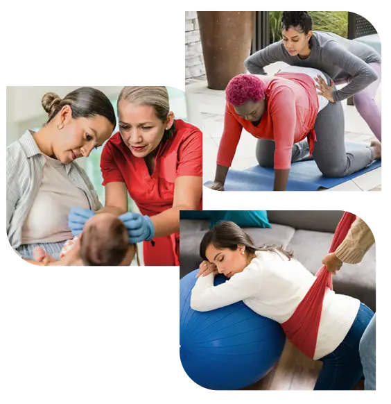 Three collages of doula support
