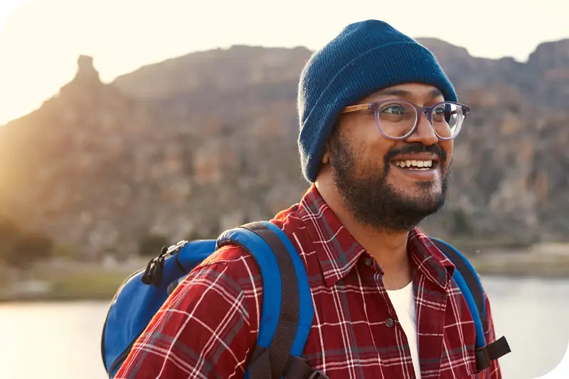 A man hiking in the hills