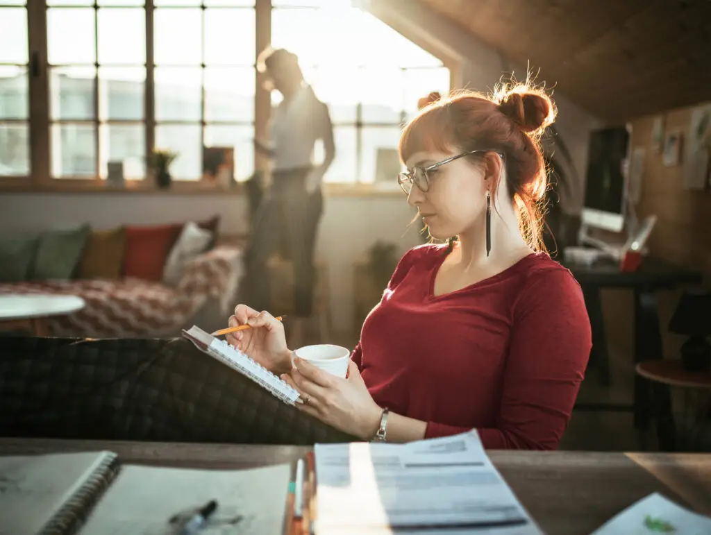 Woman studying at a desk