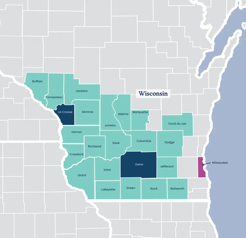 Badger Care county map for 2025