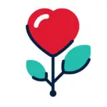 An icon of a heart on a leafy steam