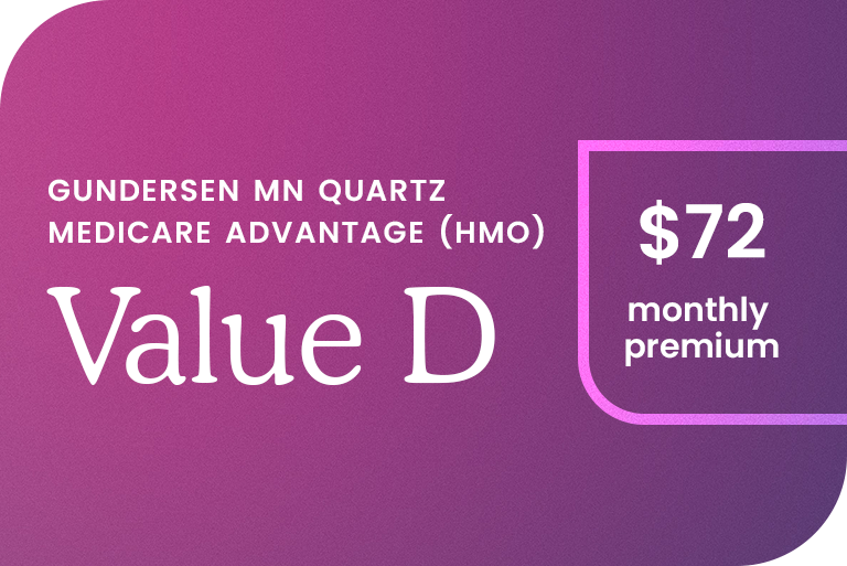 Gundersen MN Medicare Advantage (HMO) Value D $72 de prima mensual