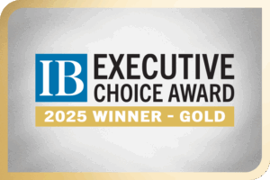 An image of the In Business Executive Choice Award logo indicated "2025 winner - gold"