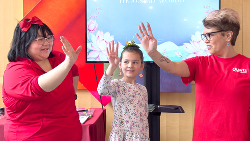Quartz ERG members guided participants through Southeast Asian and Pacific Islander hand dances.