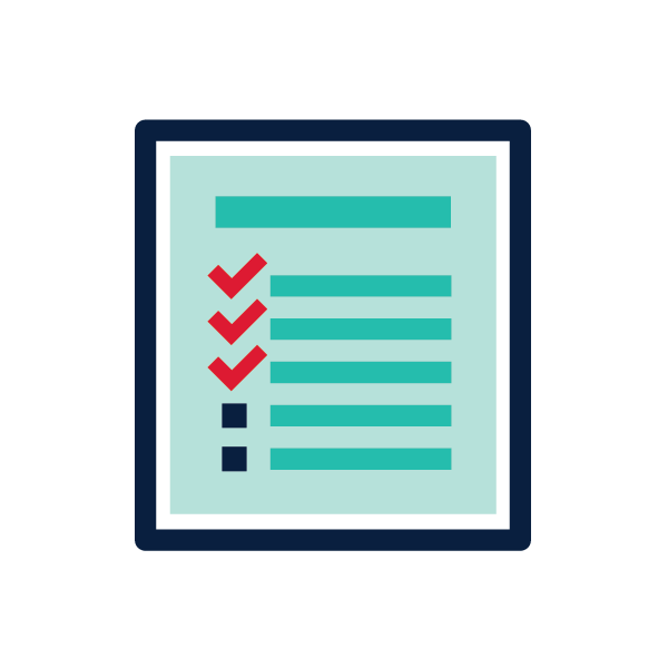 Icono de lista con marcas de verificación
