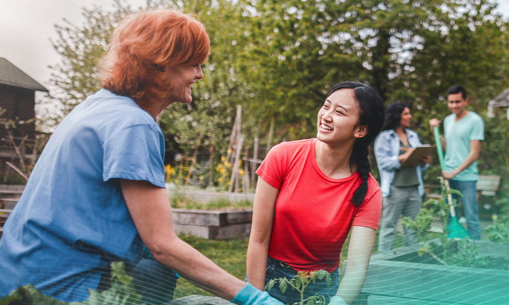 people in community garden