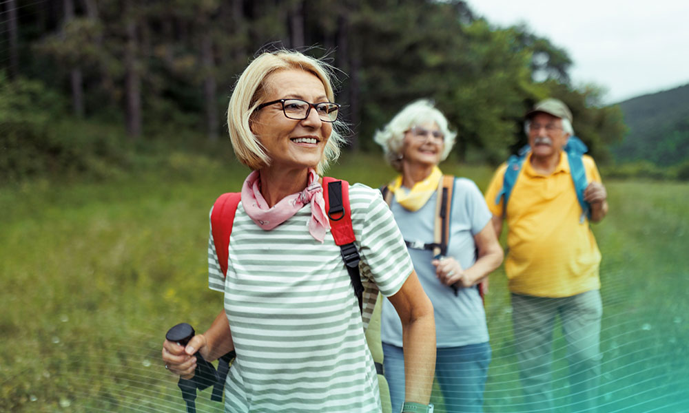 Mature woman enjoying her day in forest with friends