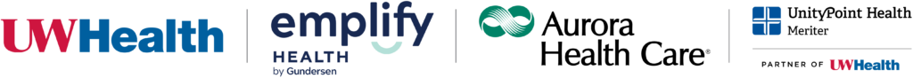 UW Health, Emplify Health by Gundersen, Aurora Health Care, and Unity Point - Meriter logos